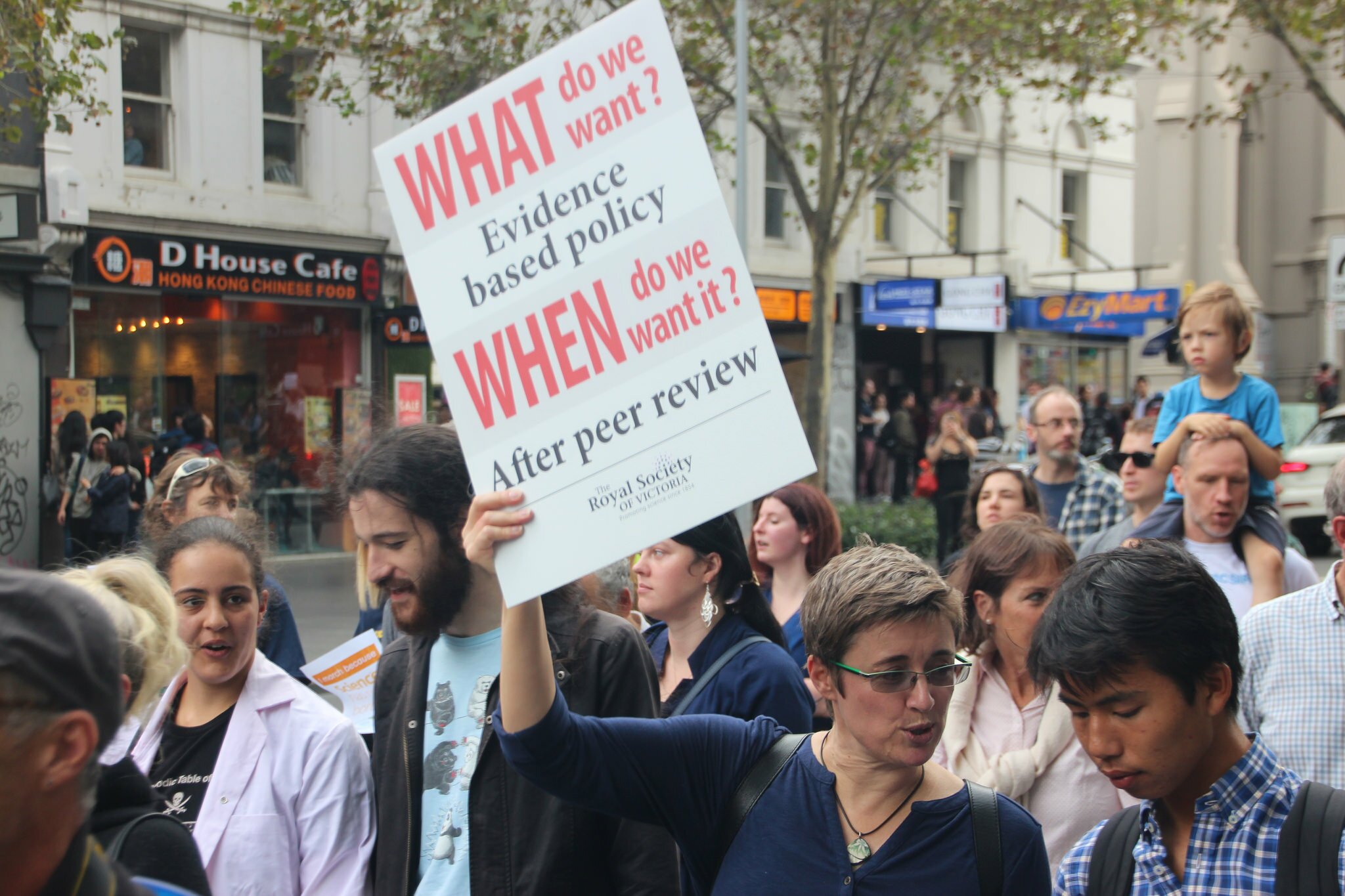 Citizen science can support developing evidence-based policies. People in March for Science demanding evidence-based policies.